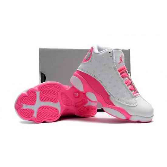 Kids Air Jordan 13 Retro Shoes White Pink